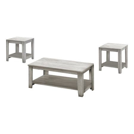 Monarch Specialties Table Set, 3pcs Set, Coffee, End, Side, Accent, Living Room, Grey Laminate, Transitional I 7880P